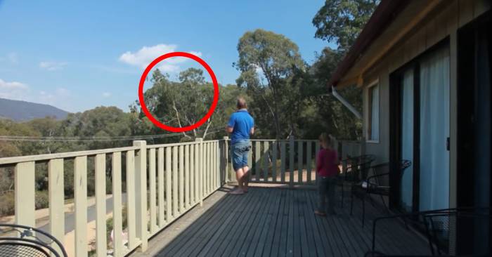 Moren filmer pappaen og døtrene ute på terrassen. Men noe FANTASTISK er i ferd med å skje!