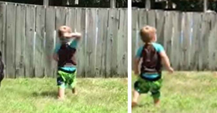 2-åringen kaster ballen over gjerdet. Men SE hvem som kaster den tilbake sekunder senere!